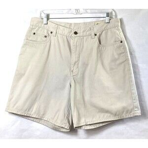 Eddie Bauer Khaki Shorts Womens Size 16 Cream 100% Cotton Pockets Read